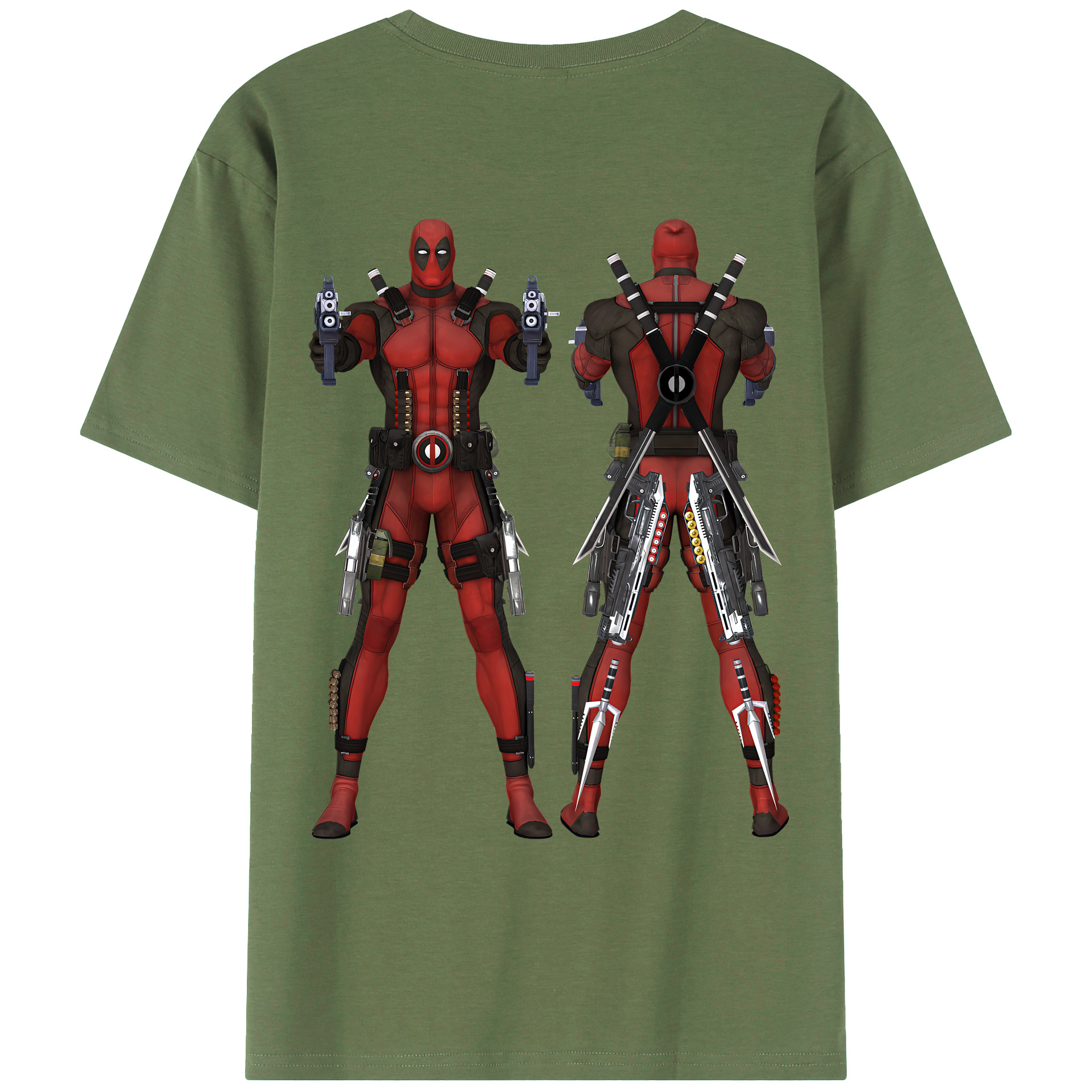 （画像用） Deadpool デッドプール 綿100％ メンズ半袖Tシャツ（バックプリント） 通気性